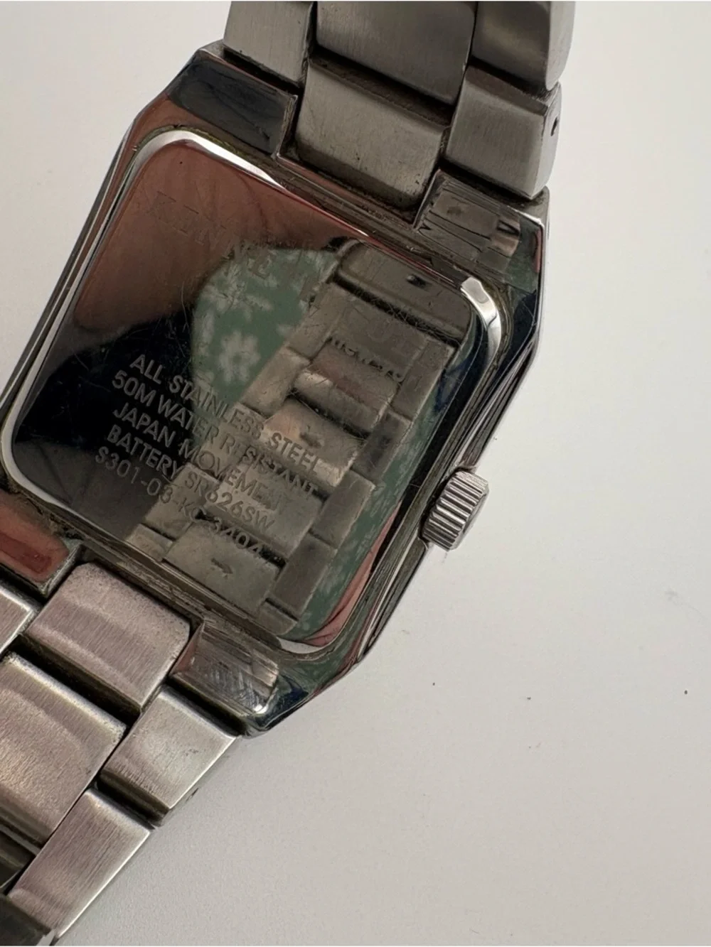 Kenneth‎ Cole Stainless Steel Square Men's Watch Silver Dial with Day Works!